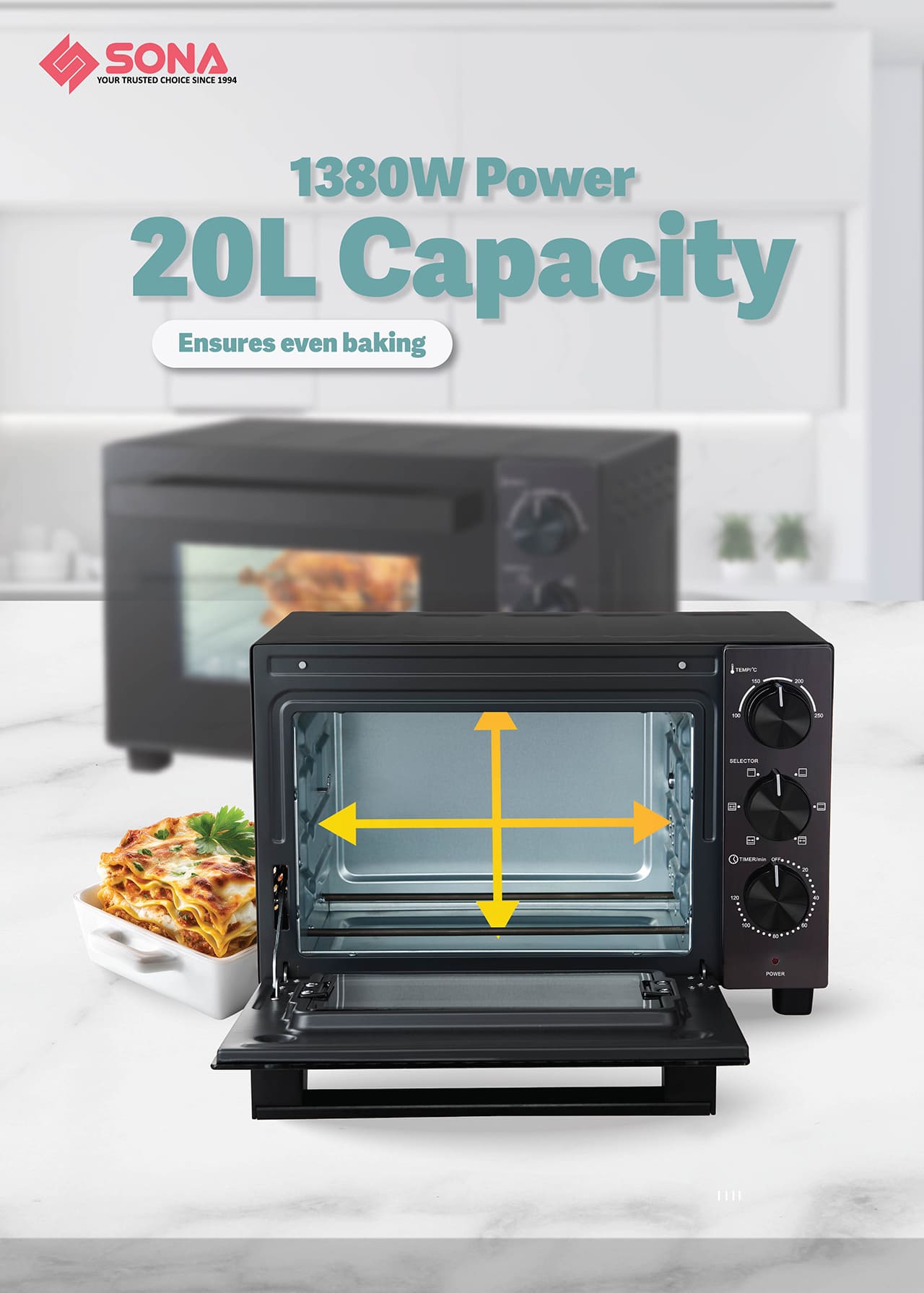 1380W Power 20L Capacity