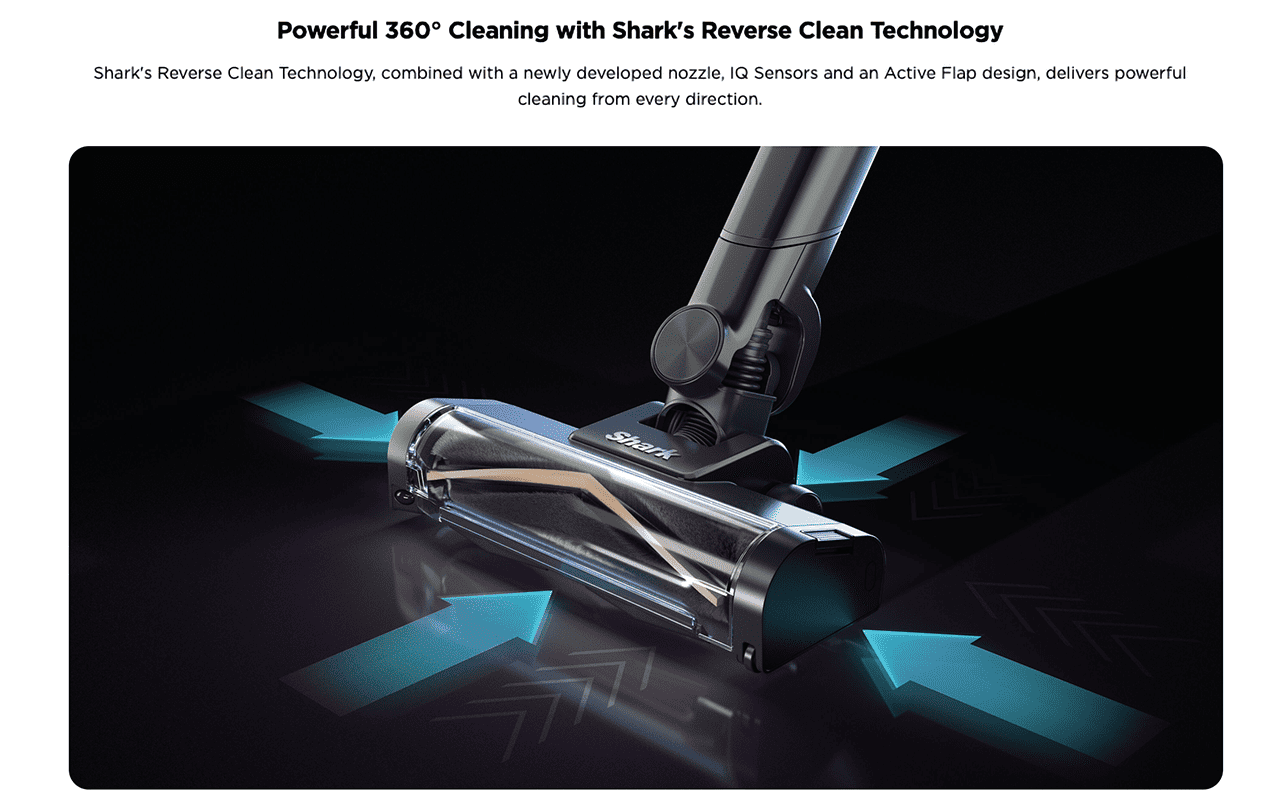Powerful 360° Cleaning with Shark's Reverse Clean Technology