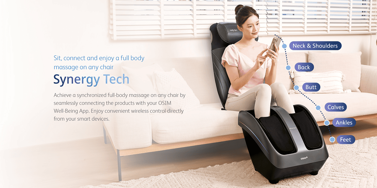 Sit, connect and enjoy a full body massage on any chair Synergy Tech