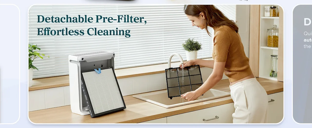 Detachable Pre-Filter, Effortless Cleaning