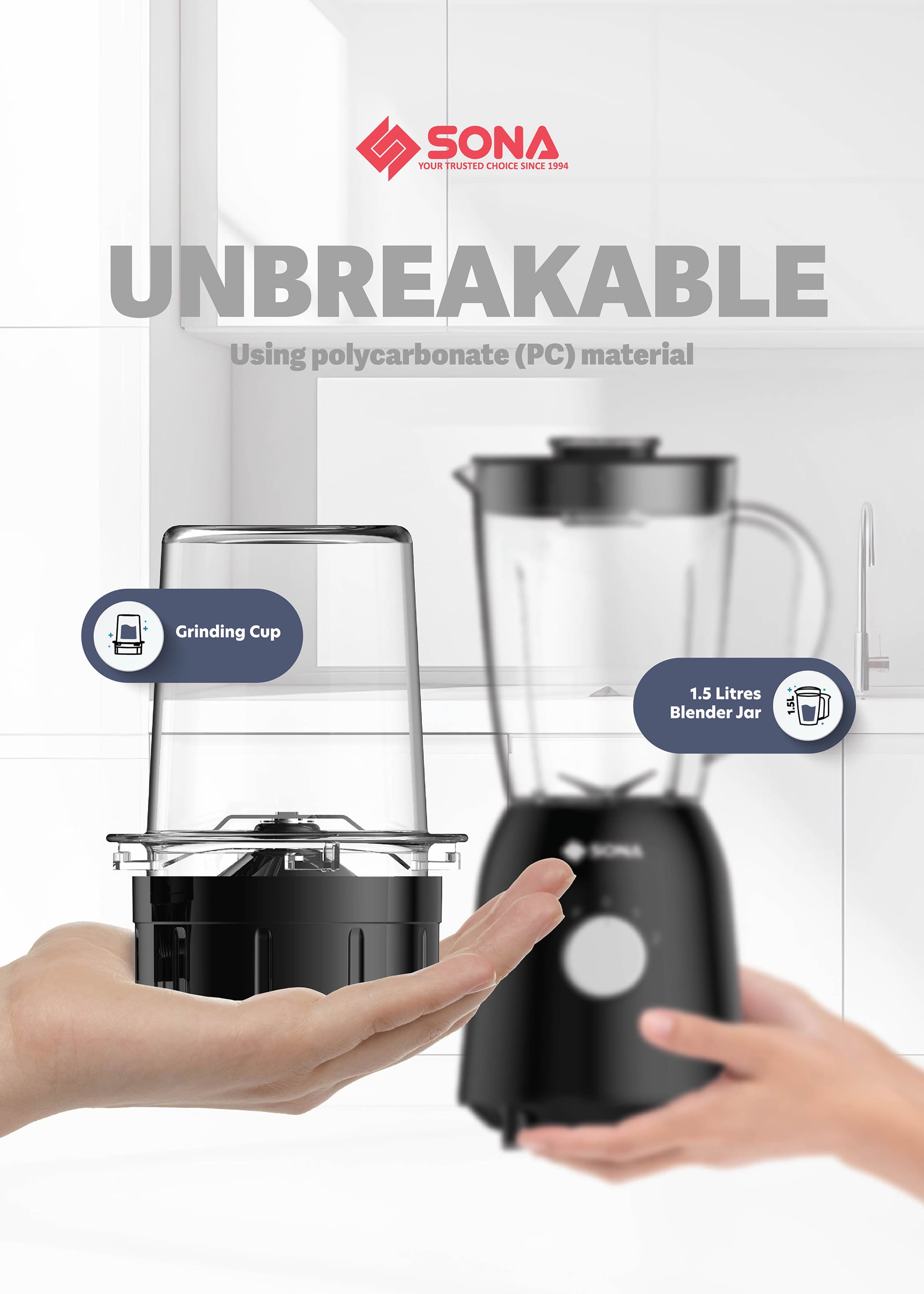 UNBREAKABLE Using polycarbonate (PC) material