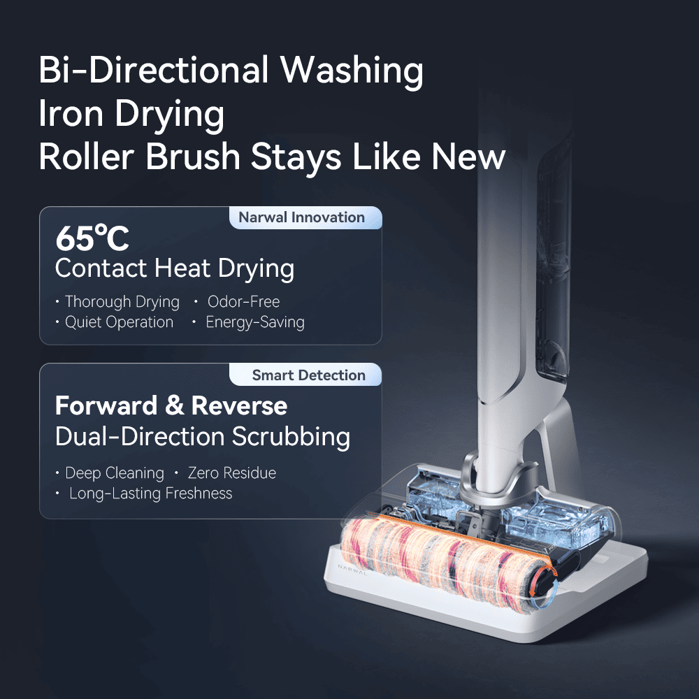 Bi-Directional Washing Iron Drying Roller Brush Stays Like New