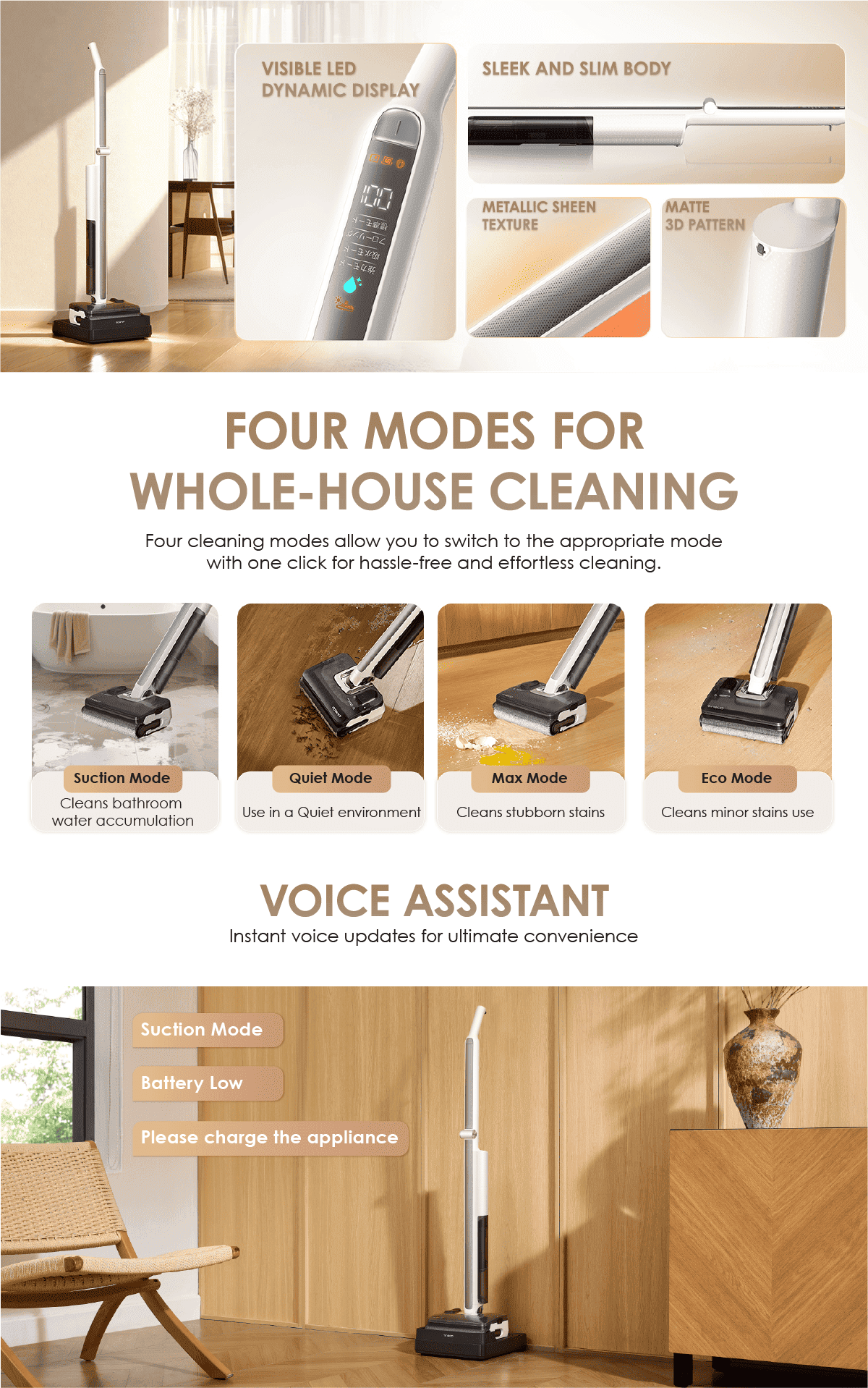 FOUR MODES FOR WHOLE-HOUSE CLEANING