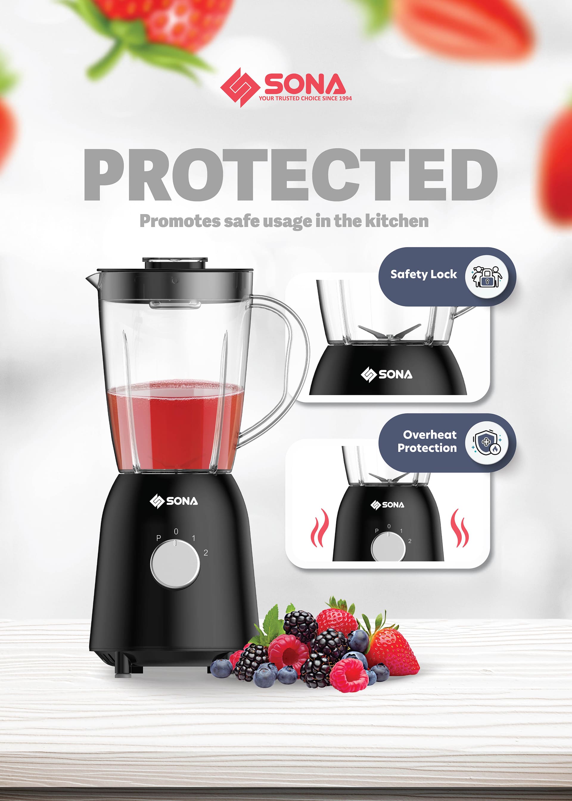 PROTECTED Promotes safe usage in the kitchen